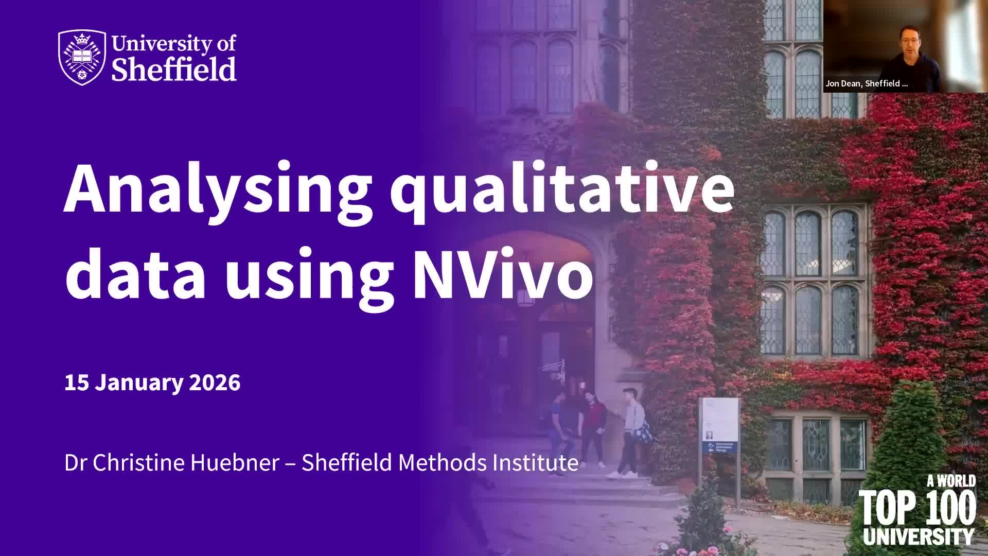 Analysing qualitative data using NVivo title page